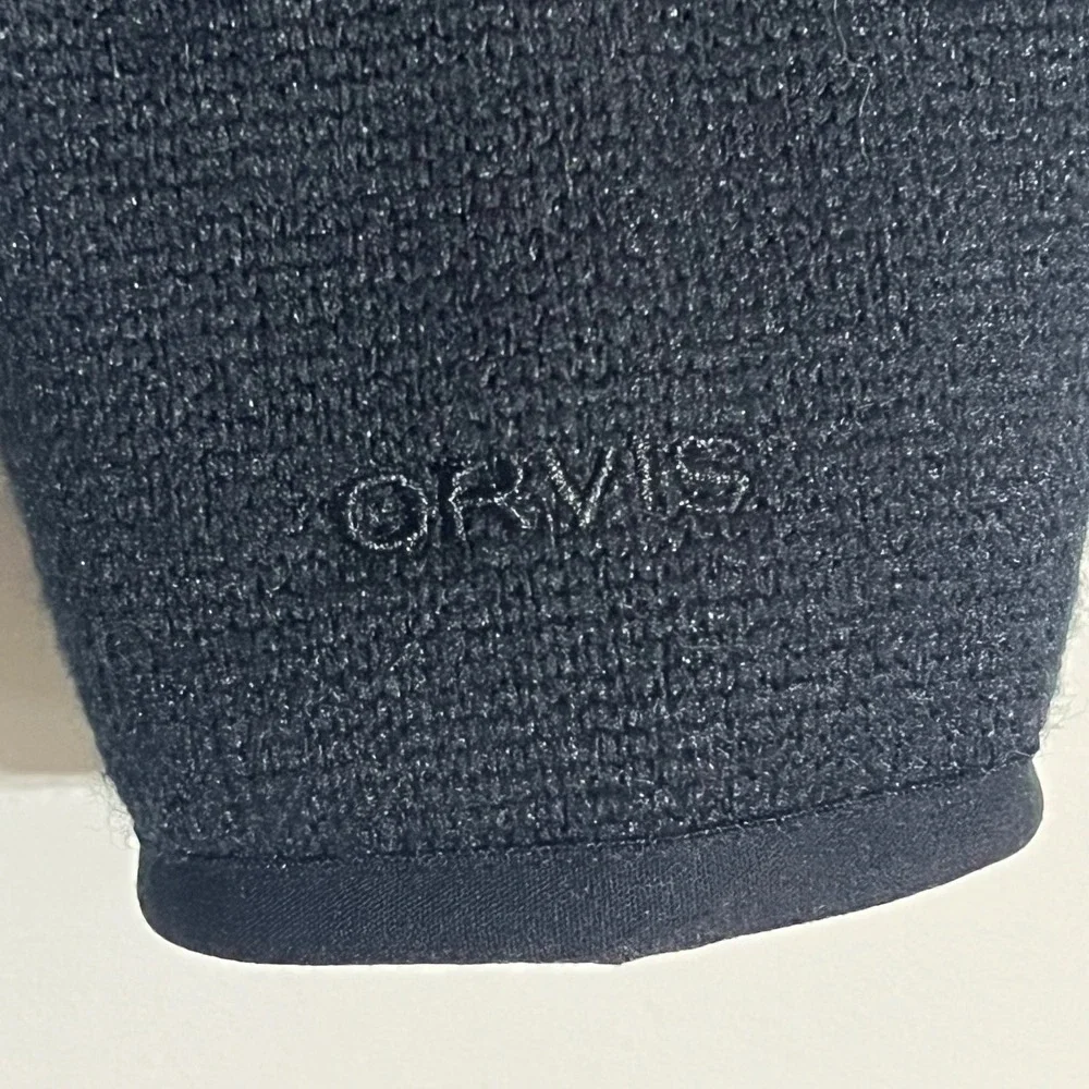 Orvis Mens Full Zip Fleece Jacket Black Sweater Knit‎ Size Small RN 70534